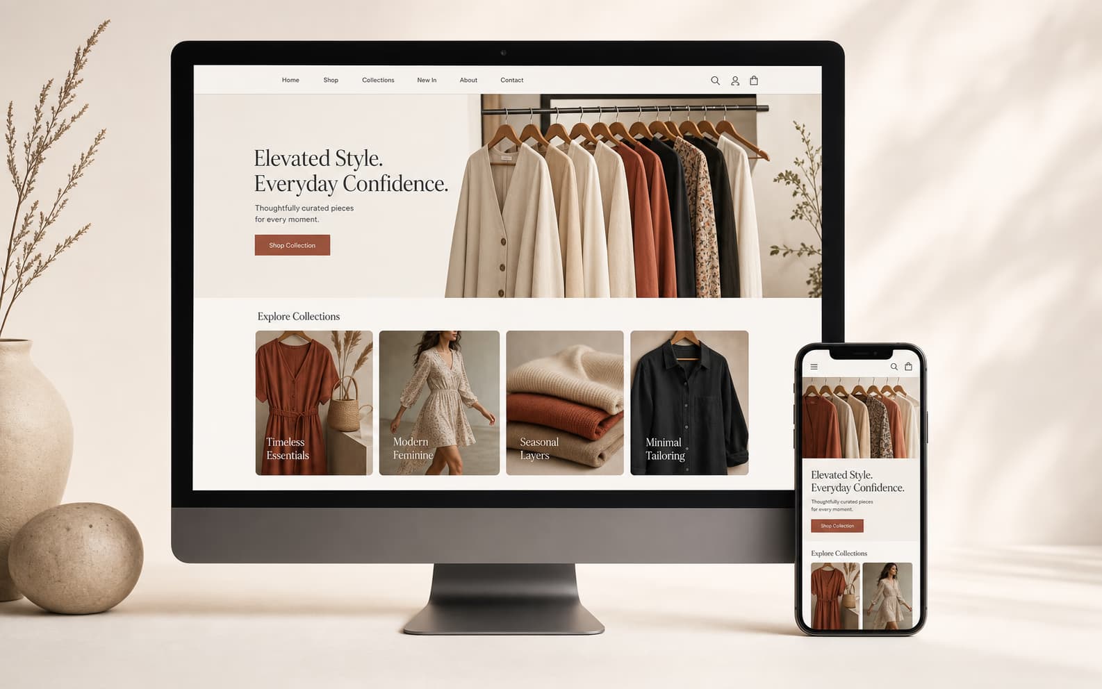 D Fashion Mart responsive clothing storefront shown across desktop and mobile layouts