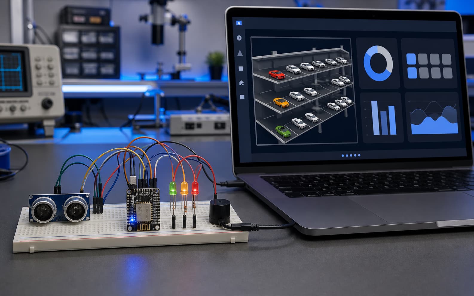 Smart parking sensor connected to a live parking availability dashboard